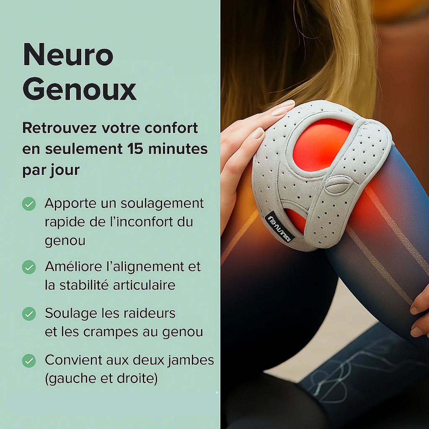 Genouillère Rotulienne NeuroGenoux — Réalignez l'Articulation du Genou Pendant vos Mouvements